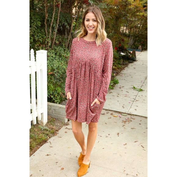 Leopard Babydoll Swing Dress with Pockets - Picture 3 of 7